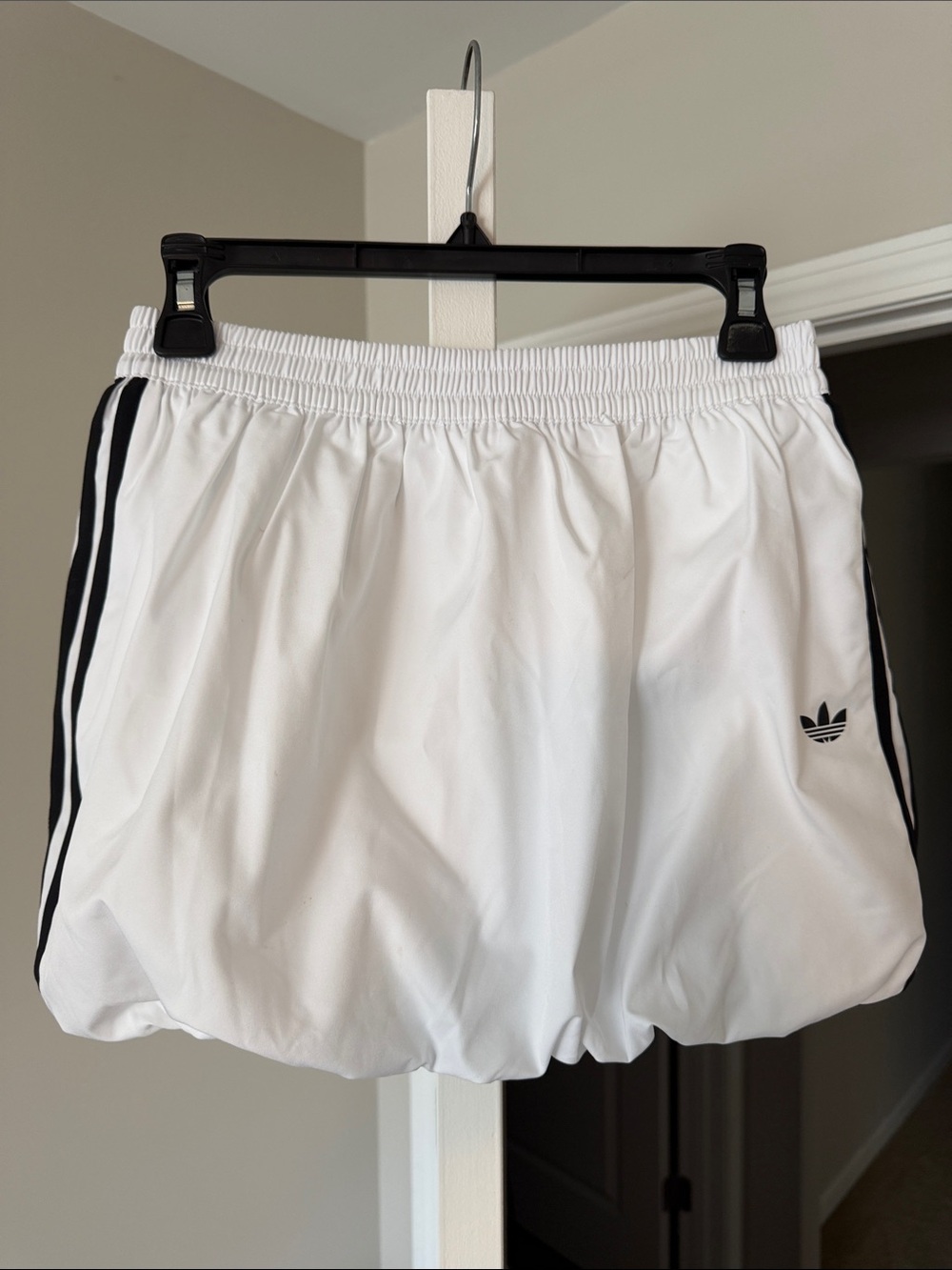 Girls Adidas White Athletic Bubble Skorts with Black Stripes. size L too cute!!
